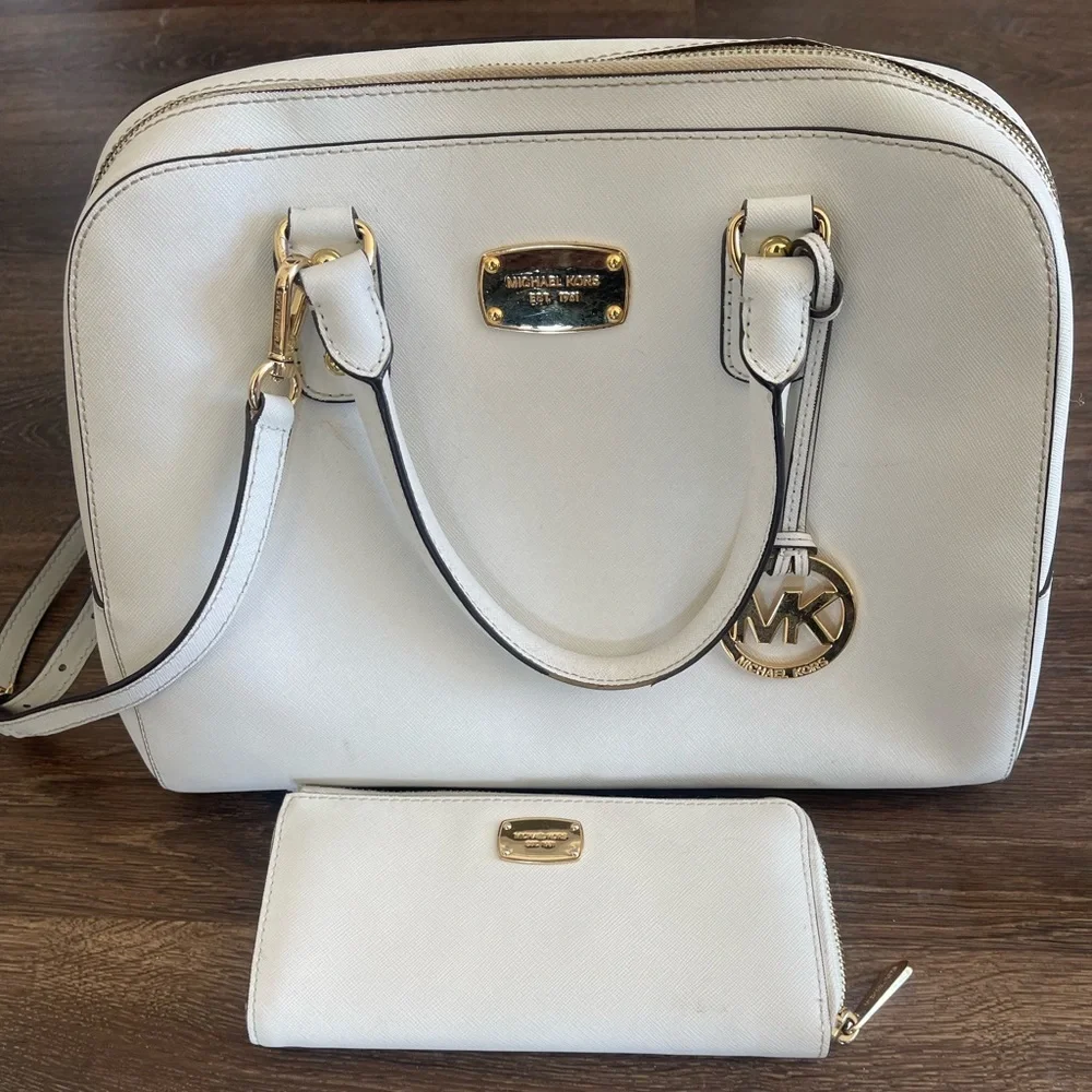 Michael Kors Cream Satchel and Wallet Set